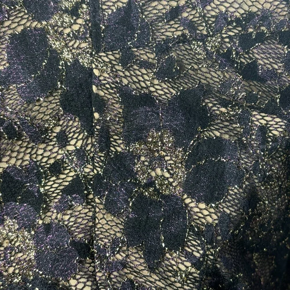 Dress The Population Sz M Purple/Gold Metallic Lace Cocktail Dress  (1554)